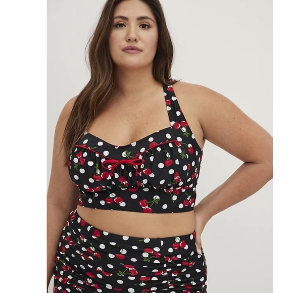TORRID NWT RETRO CHIC BIKINI TOP & BOTTOMS - CHERRIES PRINT - Picture 2 of 9
